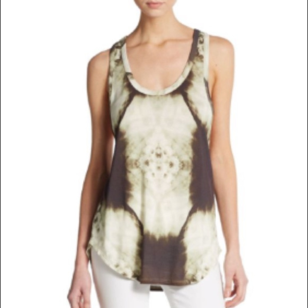 HAUTE HIPPIE Tie Dye Tank Top in Brown-Ivory M